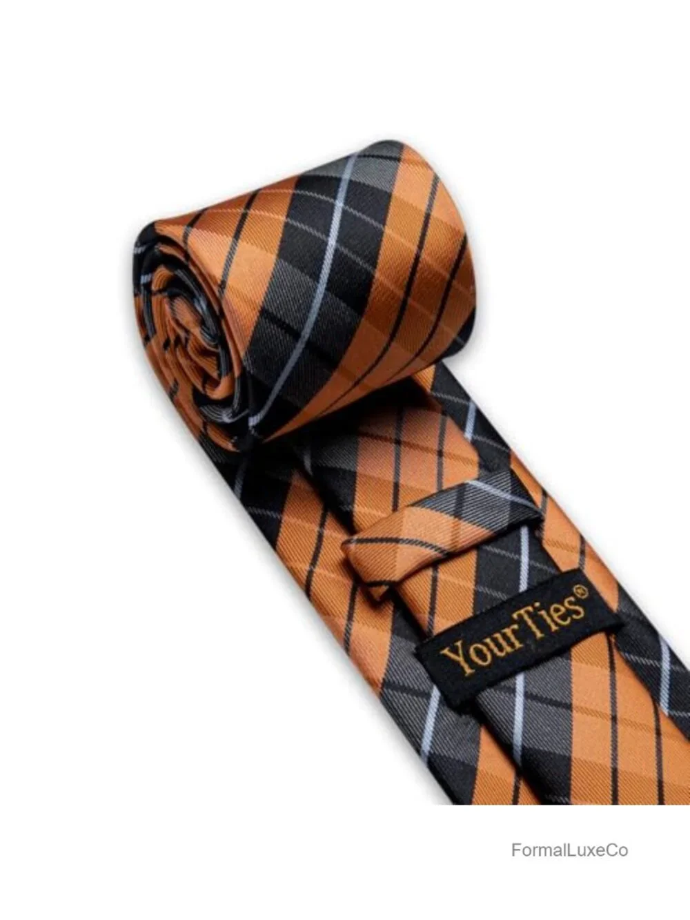 Silk Plaid Tie Set with Pocket Square Cufflinks Lapel Pin Tie Clip